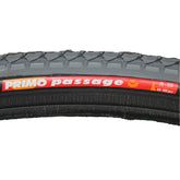 Close up of the 25 x 1 in. (25-559) Primo Passage Wheelchair Tire showing sidewall